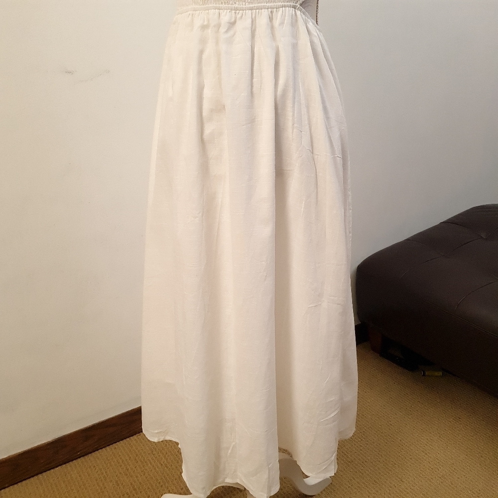 One Shoulder Smocked Cutout Waist Sundress Flowy A-Line Dress White Women Size S - Picture 9 of 17